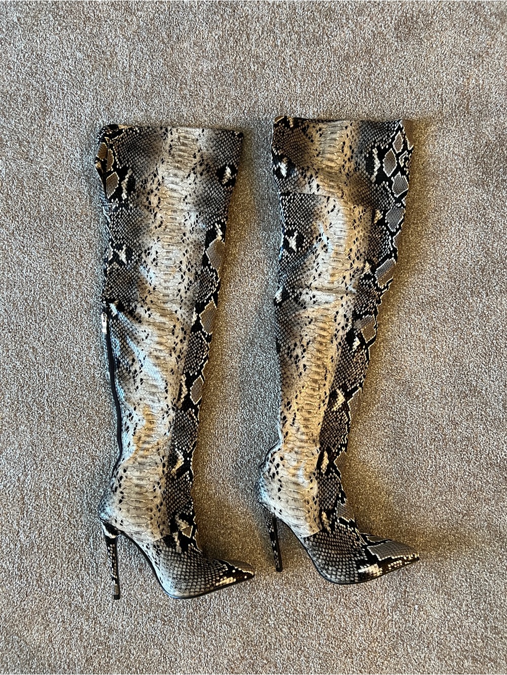 I AM GIA Snake Print Over-The-Knee Stiletto Boots